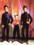 Les trois frères, 1983. Huile sur toile 92 x 73 cm. D_après une photographie faite par le peintre en 1957.jpg