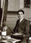 Pio Santini pose dans son premier atelier parisien, rue Daguerre 1933.jpg